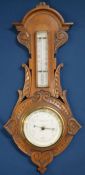 Carved wood barometer (part of frame missing around the thermometer)