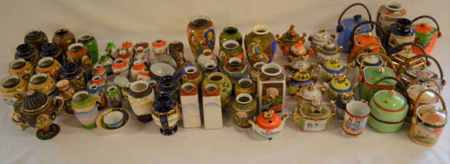 Large quantity of miniature Oriental ceramics including Japanese Satsuma