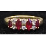 18ct gold, ruby & diamond ring marked 750, 3.60g, size M