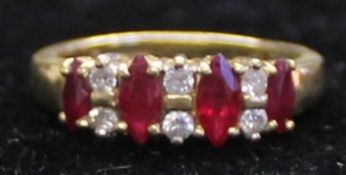 18ct gold, ruby & diamond ring marked 750, 3.60g, size M