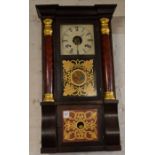 19th century Seth Thomas American wall clock with a 2 weight movement Ht 83cm W 48cm