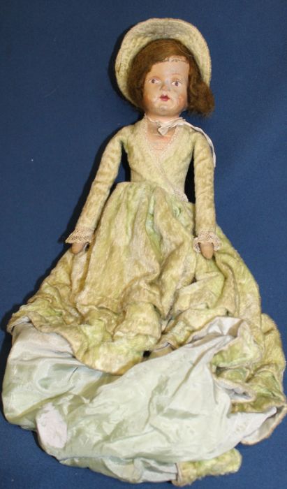 Edwardian composition & cloth doll - possibly pyjama case (in Macboozle Pelham puppet cardboard