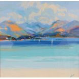 'Loch Creraw Argyll' framed oil on canvas signed Peter King approx. 51cmx 51cm