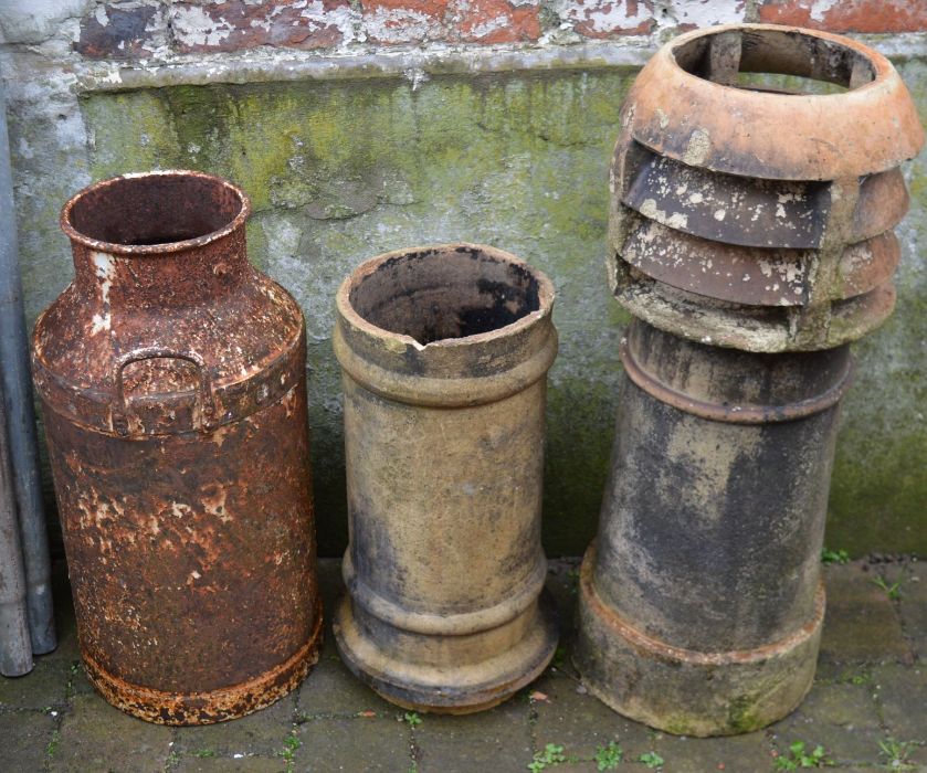 2 chimney pots & a milk churn