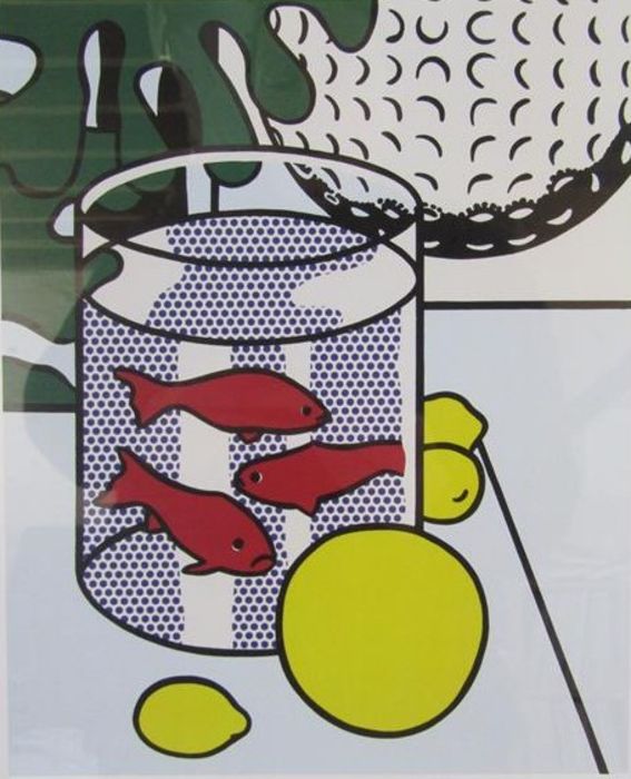 Roy Lichtenstein print entitled 'Still Life with Goldfish' approx. 54cm x 44.5cm
