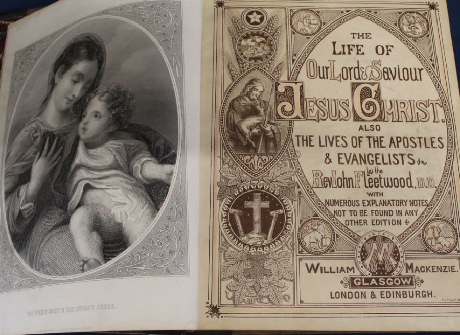 Fleetwood's Life of Christ, half bound leather, published by William Mackenzie c.1874 - Image 2 of 2