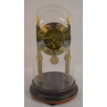 Skeleton clock under a glass dome Ht 30cm