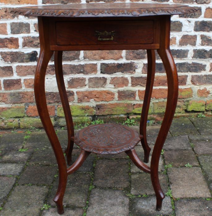 Early 20th century carved oak occasional table with frieze drawer - Image 4 of 4