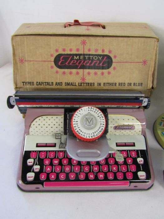 Collection of toys to include boxed Mettoy Elegant tin plate typewriter, Chad Valley tin plate world - Image 2 of 6