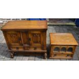 2 carved oak cabinets