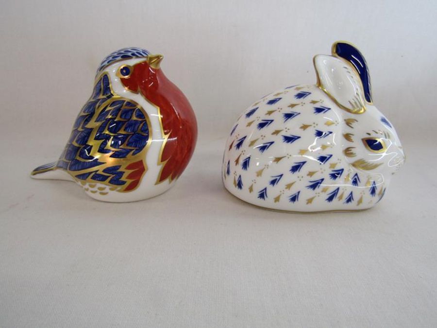 Royal Crown Derby Robin and blue rabbit - both with gold stoppers - Image 4 of 6