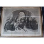 2 large framed Victorian prints including Christ Blessing Little Children (largest 109cm x 84cm)