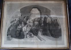 2 large framed Victorian prints including Christ Blessing Little Children (largest 109cm x 84cm)