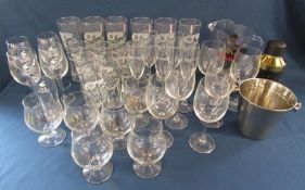 Collection of bar glasses includes Peroni pints and halves, Jack Rabbit, Biere Noel, Bessacar etc