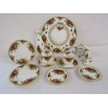 Collection of Royal Albert Old Country Roses patterned items includes cups and saucers, side plates,