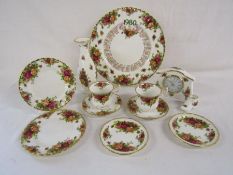 Collection of Royal Albert Old Country Roses patterned items includes cups and saucers, side plates,