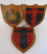 3 Regimental painted wooden shields - British army of the Rhine, WW2 British 21st army group GHQ and