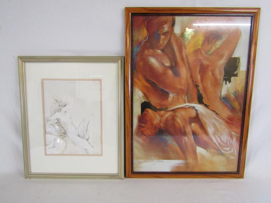 Limited edition 120/190 print 'Opus III' of a lady draped against another figure and Jaoni (Hans