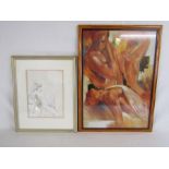 Limited edition 120/190 print 'Opus III' of a lady draped against another figure and Jaoni (Hans