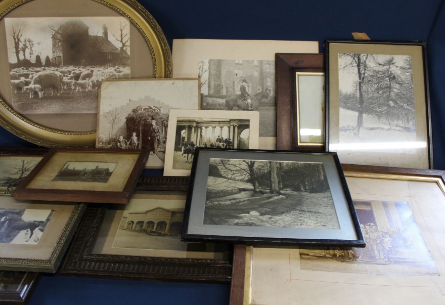 Selection of framed black & white photographs including some local -Hubbards Hills, Lincolnshire