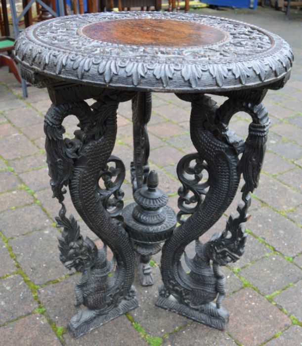 Ornately carved Chinese plant stand - Image 2 of 2