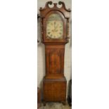 Victorian 8 day longcase clock (possibly John Pearson of Louth) in a mixed wood case (cracked glass)