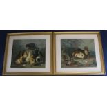 Pair of gilt framed oleographs "The Finding of Moses" & "A Chicken's Sermon" after Sus 47.5cm x