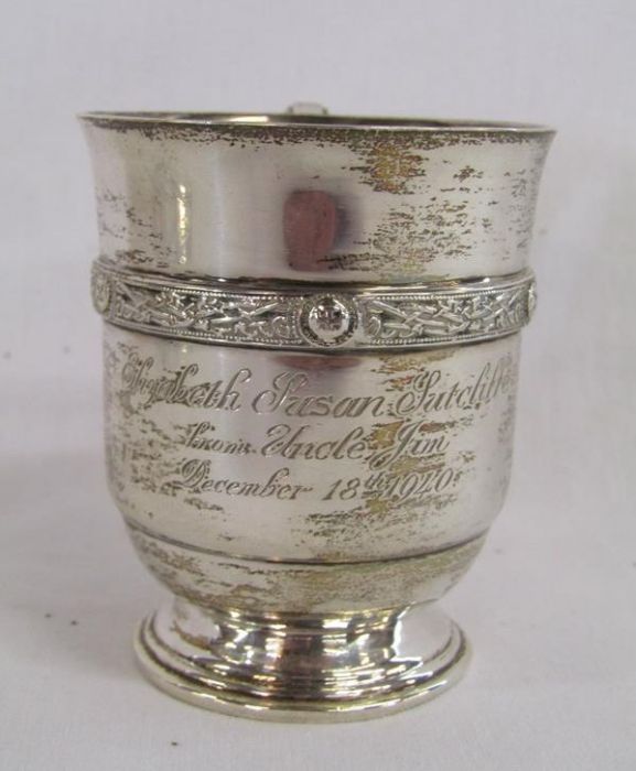 Barker Brothers Ltd silver christening tankard Birmingham 1939, with engraving 'Elizabeth Susan - Image 3 of 4