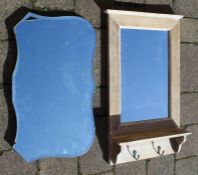 Wooden framed mirror & 1 other