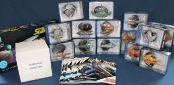 Eaglemoss Star Trek Starship collection - 15 models & magazines, Eaglemoss Borg Cube (light up) & MB