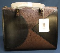 Orla Kiely large textured leather Ella handbag in cocoa - unused, with original shop tag and dust
