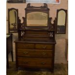 Victorian dressing table/chest of drawers with over & side mirrors