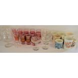 Royal commemorative ceramic ware including Queen Victoria & a Spilsby mug, various glasses including