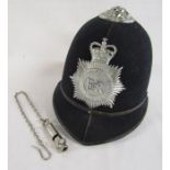 Metropolitan Police Policeman's helmet and A.R.P Hudson & Co whistle