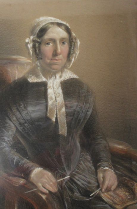 19th century framed pastel portrait of a seated lady with indistinct monogram 49cm x 60cm - Image 3 of 7