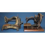 Willcox & Gibbs hand crank sewing machine & Jones swan neck Hand Machine