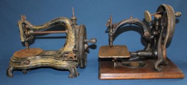 Willcox & Gibbs hand crank sewing machine & Jones swan neck Hand Machine