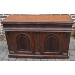 Victorian mahogany sideboard (plinth requires reattaching) L 137 cm D 46cm Ht 90cm