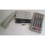 2 boxed Rotring core fountain pens and another empty box also cased Rotring rapidoliner and one