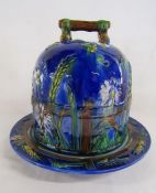 George Jones style majolica cheese dome - with wheat and flowers design approx. 25cm tall (