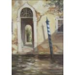 Framed oil on board of Venice waterway - signed Simon Chalk - approx. 55cm x 45cm includes frame