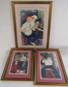 3 Charles Robert Warwick watercolour paintings of Jazz musicians inspired by the artists many