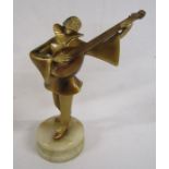 Art Deco painted bronze figure of a minstrel approx. 24cm tall