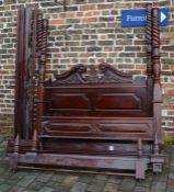 Mahogany Spanish style four poster double bed with ball and claw feet approx. 5ft 4" wide