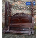 Mahogany Spanish style four poster double bed with ball and claw feet approx. 5ft 4" wide