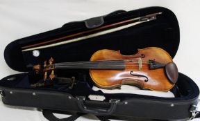 Small viola (40.5cm back 65cm total) bearing "Stradivarius Copy" label  in Hidersine case with R