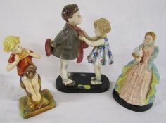 Goldscheider Austria, G Bouret #7835 boy and girl figures (some repair to base), Goldscheider