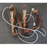 *Pair of retro / steam punk radiator valve hanging electric lights