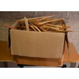 *Box of wooden coat hangers - some branded