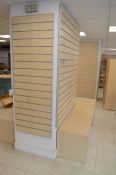 *Approximately 34 slatted wall panels & 3 base units of varying sizes some W141cm by Ht170, 207cm by